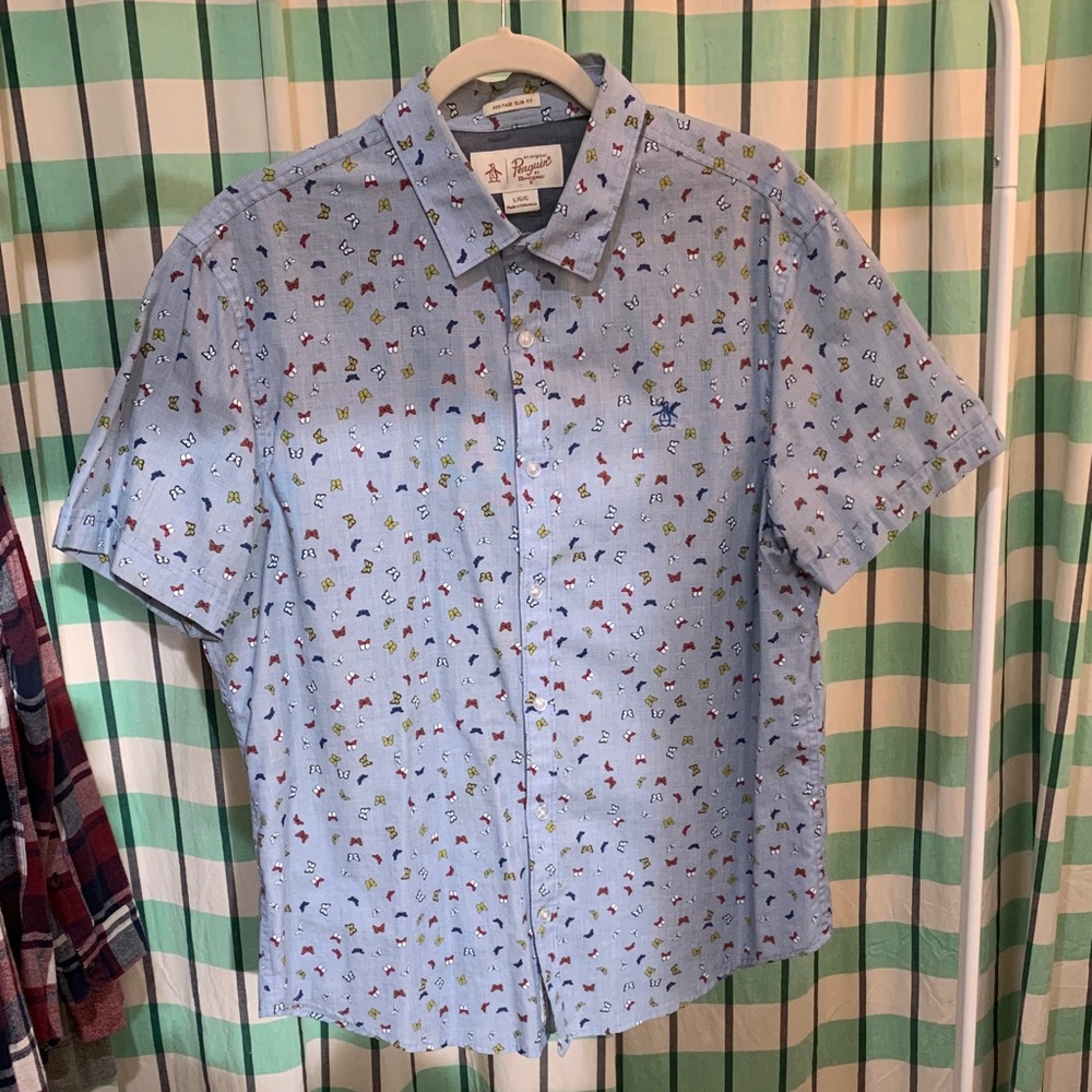 Penguin Light Blue Patterned Casual Shirt